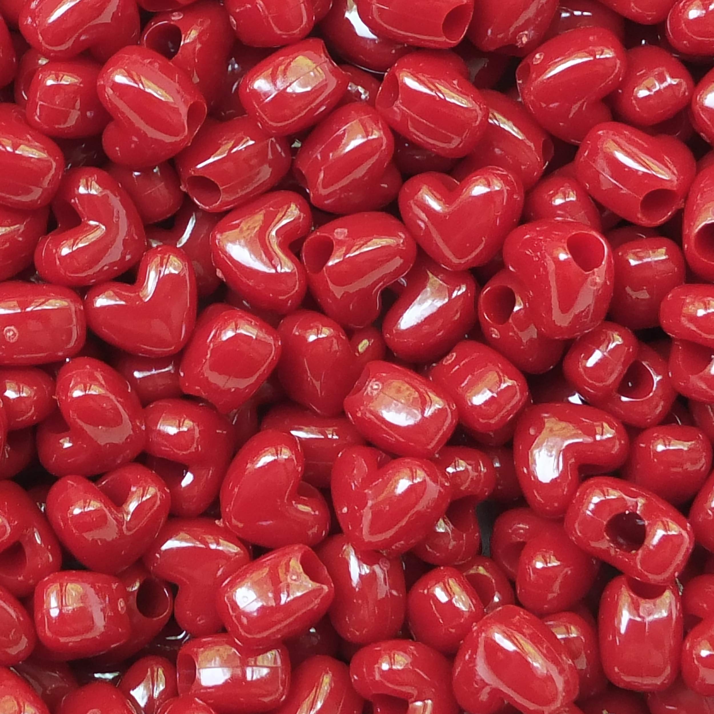 Amazon.com: Heart Beads Bright Red Pony Beads Pk/50 Large Hole